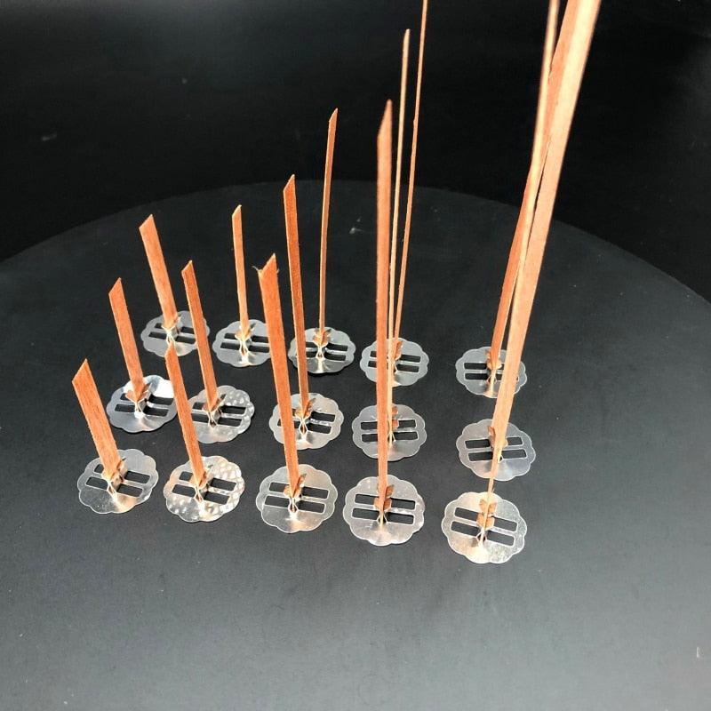 10pc 6-13cm Wooden Candles Wick With Sustainer Tab Candle Wick Core For DIY Candle Handmade Wooden Wick Soy Parffin Wax Wick DIY Candle Making Stevvex