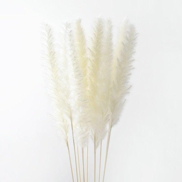 10PCS Bulrush Natural Dried Flowers Artificial Pampas Grass Decor Phragmites Fake Flower Wedding Home Decoration Floor Vase Filler for Living Room Kitchen Decor Stevvex