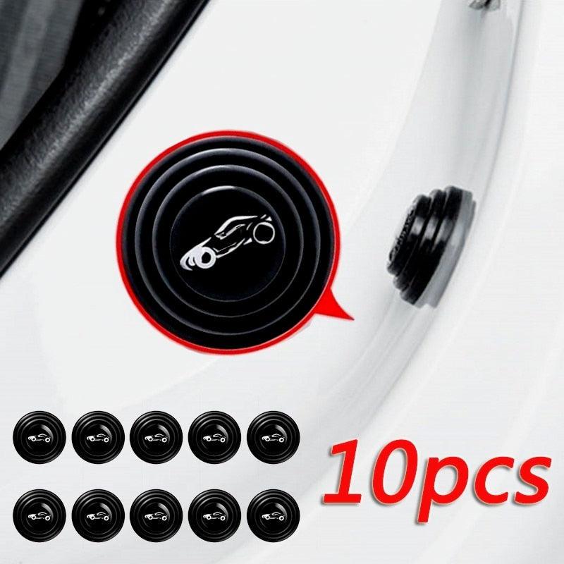 10pcs Car Door Anti-collision Silicone Pad Anti-shock Closing Door Stickers Soundproof Buffer Gasket Door Shock Absorber Car Door Protector Stickers Buffer Bumper Cushion Car Door Shock Absorbing PVC Gaskets Auto Accessories Stevvex