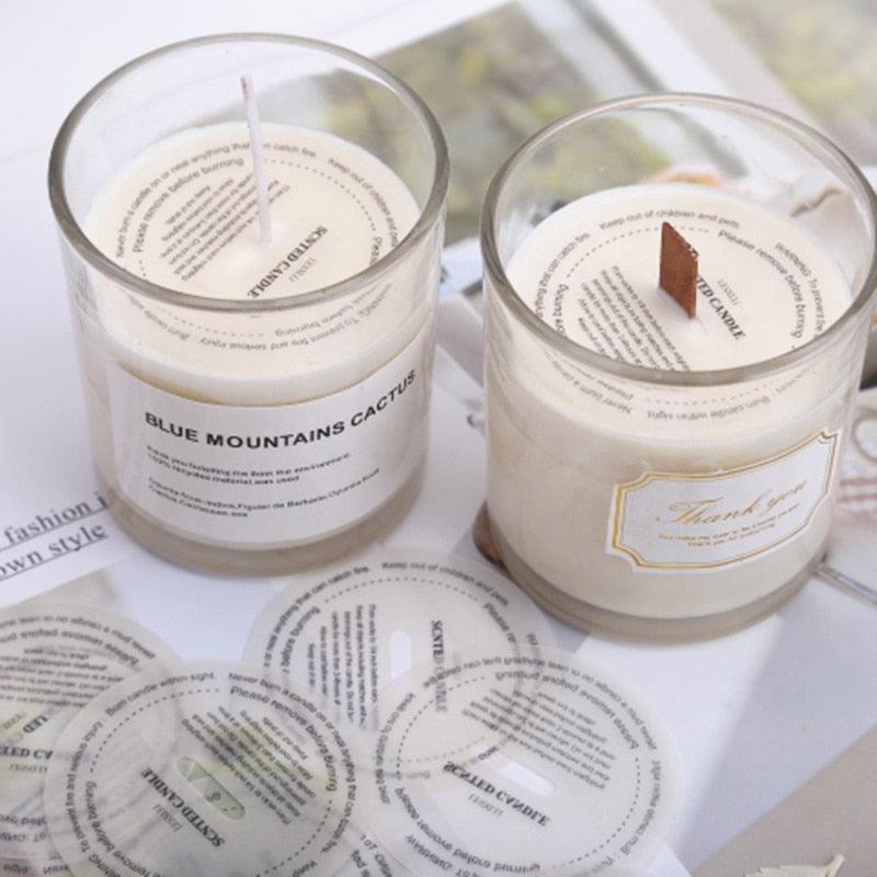 10Pcs DIY Manual Fragrance Candle Jar Container Stickers Candle Making Candle Stickers Waterproof Wax Melting Candle Safety Stickers Label Cup Sticker Translucent Candle Round Dust Proof Paper Stickers Stevvex
