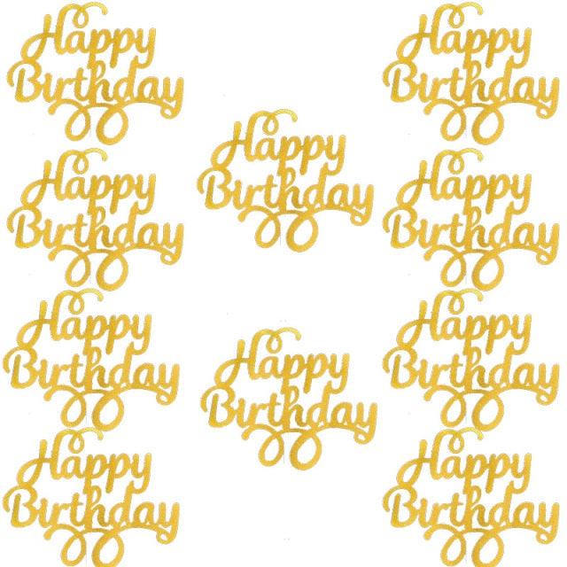 10pcs Glitter Happy Birthday Cake Topper Happy Birthday Cake Topper Happy Birthday Cupcake Topper Glitter Gold Decoration Bling Sparkle Decoration Sign Happy Birthday Cake Topper Girl Birthday Dessert Decor Stevvex