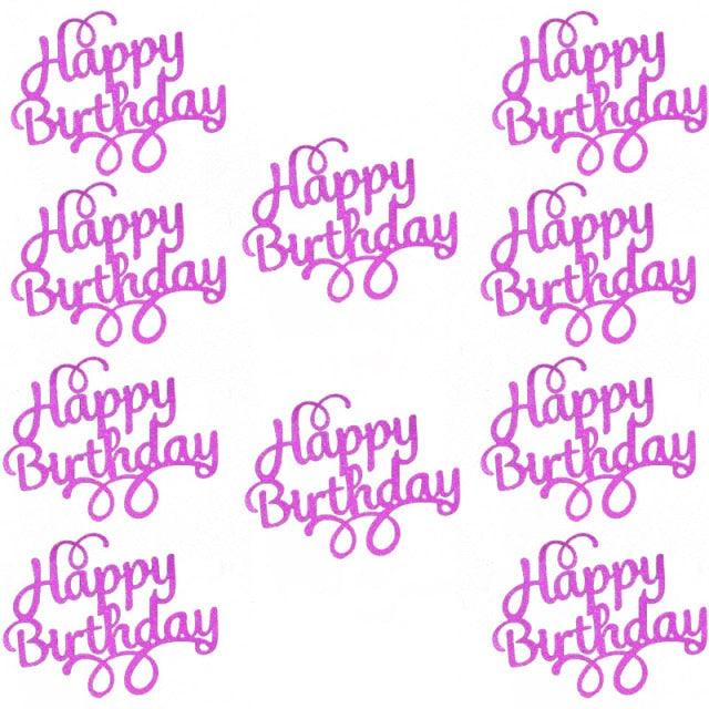 10pcs Glitter Happy Birthday Cake Topper Happy Birthday Cake Topper Happy Birthday Cupcake Topper Glitter Gold Decoration Bling Sparkle Decoration Sign Happy Birthday Cake Topper Girl Birthday Dessert Decor Stevvex