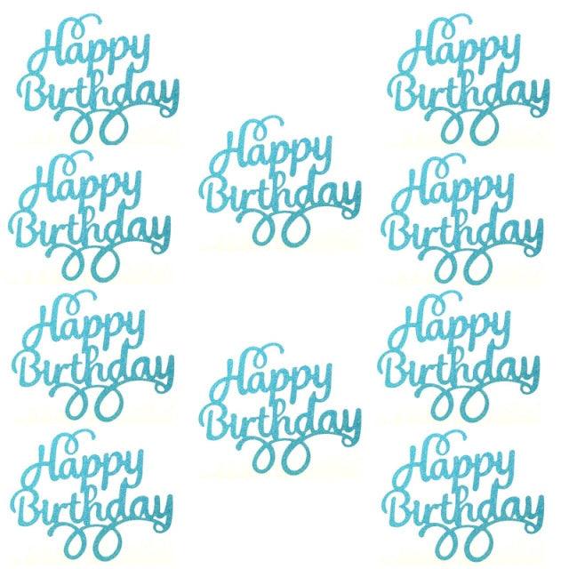 10pcs Glitter Happy Birthday Cake Topper Happy Birthday Cake Topper Happy Birthday Cupcake Topper Glitter Gold Decoration Bling Sparkle Decoration Sign Happy Birthday Cake Topper Girl Birthday Dessert Decor Stevvex