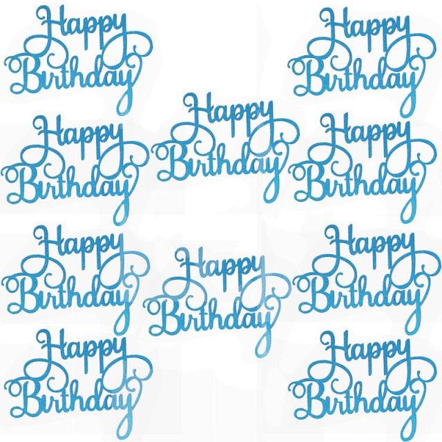 10pcs Glitter Happy Birthday Cake Topper Happy Birthday Cake Topper Happy Birthday Cupcake Topper Glitter Gold Decoration Bling Sparkle Decoration Sign Happy Birthday Cake Topper Girl Birthday Dessert Decor Stevvex