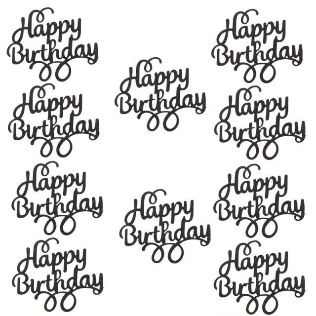 10pcs Glitter Happy Birthday Cake Topper Happy Birthday Cake Topper Happy Birthday Cupcake Topper Glitter Gold Decoration Bling Sparkle Decoration Sign Happy Birthday Cake Topper Girl Birthday Dessert Decor Stevvex