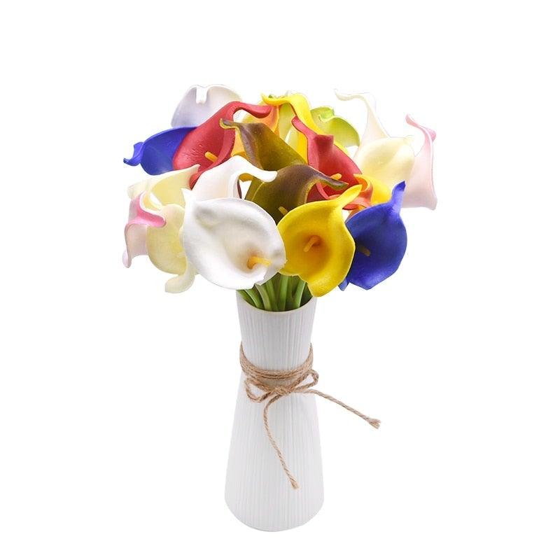 10Pcs High Quality Real Touch Calla Lily Artificial Flowers Bouquet For Wedding Bridal Home Kitchen Table Flower Decoration Home Decor Stevvex