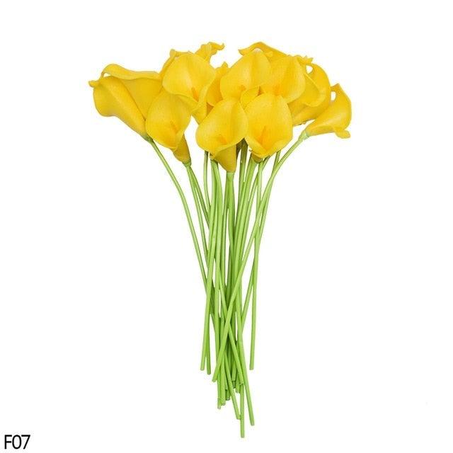 10Pcs High Quality Real Touch Calla Lily Artificial Flowers Bouquet For Wedding Bridal Home Kitchen Table Flower Decoration Home Decor Stevvex