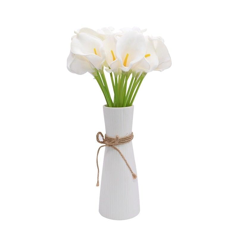 10Pcs High Quality Real Touch Calla Lily Artificial Flowers Bouquet For Wedding Bridal Home Kitchen Table Flower Decoration Home Decor Stevvex