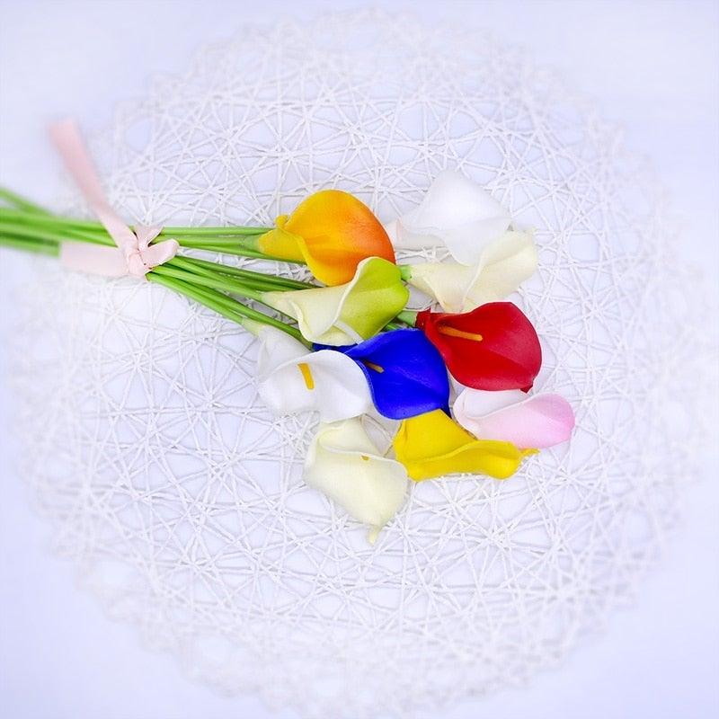 10Pcs High Quality Real Touch Calla Lily Artificial Flowers Bouquet For Wedding Bridal Home Kitchen Table Flower Decoration Home Decor Stevvex