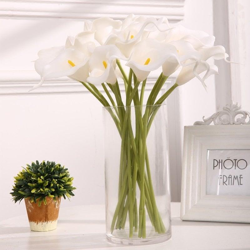 10Pcs High Quality Real Touch Calla Lily Artificial Flowers Bouquet For Wedding Bridal Home Kitchen Table Flower Decoration Home Decor Stevvex