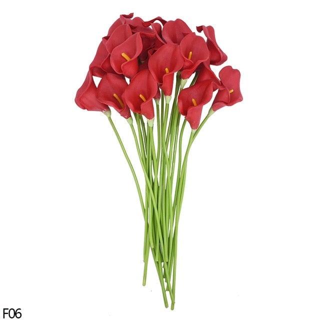 10Pcs High Quality Real Touch Calla Lily Artificial Flowers Bouquet For Wedding Bridal Home Kitchen Table Flower Decoration Home Decor Stevvex