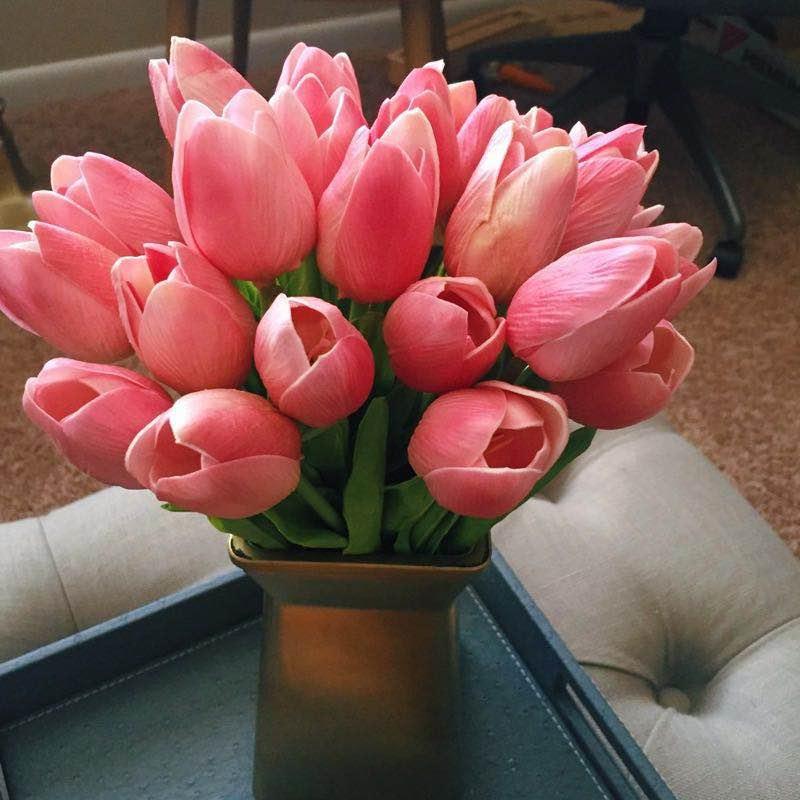 10PCS PU Fake Tulips Real Touch beautiful and Eligant Flower Real Touch Bouquet For Wedding Decoration Flowers Home Garden Decor Stevvex