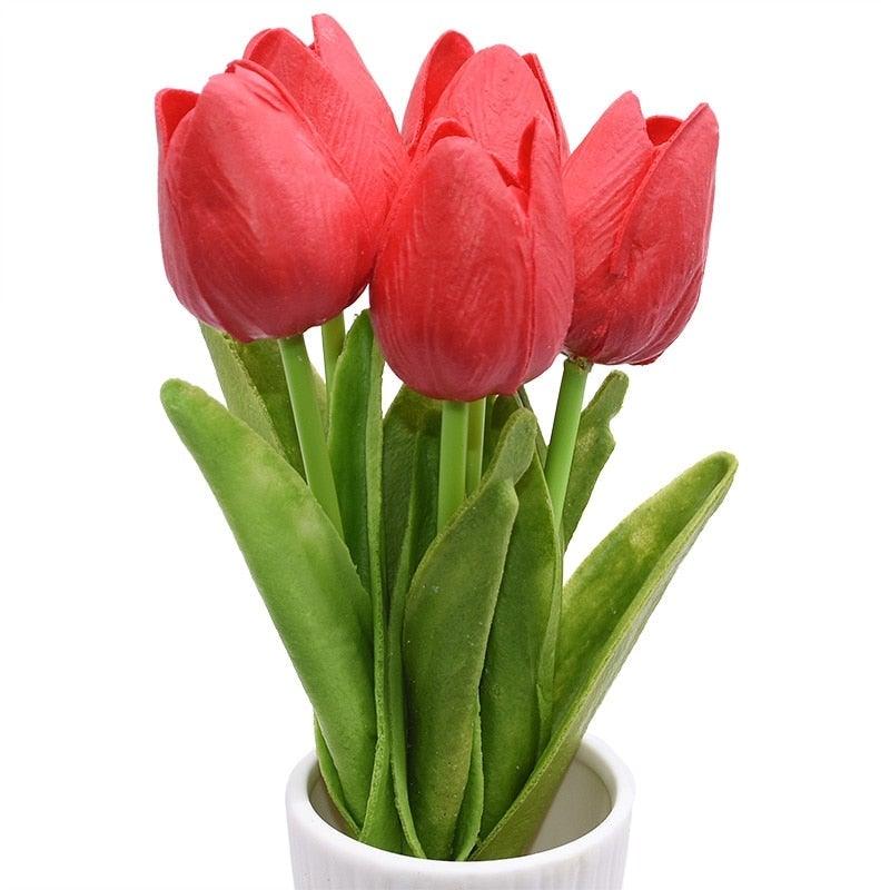 10PCS PU Fake Tulips Real Touch beautiful and Eligant Flower Real Touch Bouquet For Wedding Decoration Flowers Home Garden Decor Stevvex