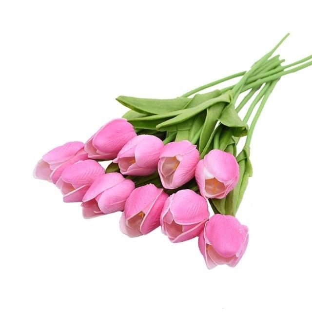 10PCS PU Fake Tulips Real Touch beautiful and Eligant Flower Real Touch Bouquet For Wedding Decoration Flowers Home Garden Decor Stevvex
