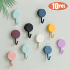 10PCS Self Adhesive Wall Hook Strong Without Drilling Coat Bag Bathroom Door Kitchen Towel Hanger Hooks Home Storage Accessories Decorative Hooks Entrance Organizers with Self-Adhesive Hooks for Hanging Keys Towels Stevvex