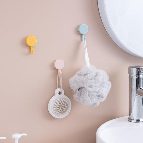 10PCS Self Adhesive Wall Hook Strong Without Drilling Coat Bag Bathroom Door Kitchen Towel Hanger Hooks Home Storage Accessories Decorative Hooks Entrance Organizers with Self-Adhesive Hooks for Hanging Keys Towels Stevvex