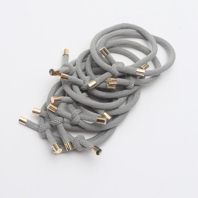 10PCS Women Elastic Hair Rubber Bands High Quality Girls Hair Bands Hair Scrunchies Gold Plated  Hair Accessories Hair Gum Tie Gorgeous Hair Accessories For Women Stevvex