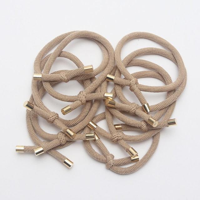 10PCS Women Elastic Hair Rubber Bands High Quality Girls Hair Bands Hair Scrunchies Gold Plated  Hair Accessories Hair Gum Tie Gorgeous Hair Accessories For Women Stevvex