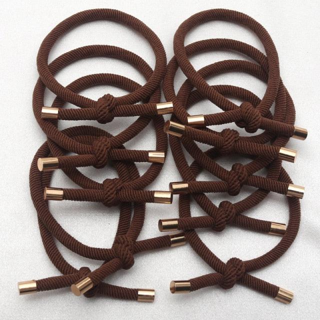 10PCS Women Elastic Hair Rubber Bands High Quality Girls Hair Bands Hair Scrunchies Gold Plated  Hair Accessories Hair Gum Tie Gorgeous Hair Accessories For Women Stevvex