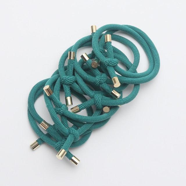 10PCS Women Elastic Hair Rubber Bands High Quality Girls Hair Bands Hair Scrunchies Gold Plated  Hair Accessories Hair Gum Tie Gorgeous Hair Accessories For Women Stevvex