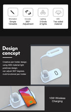 10W QI Quick Wireless Charging LED Desk Lamp Flexible Touch Dimmable Eye Protect Reading Table Light Bedroom Office Table Lamp Decorative Table Lamp Cute Study Lamps for Bedroom Décor Stevvex