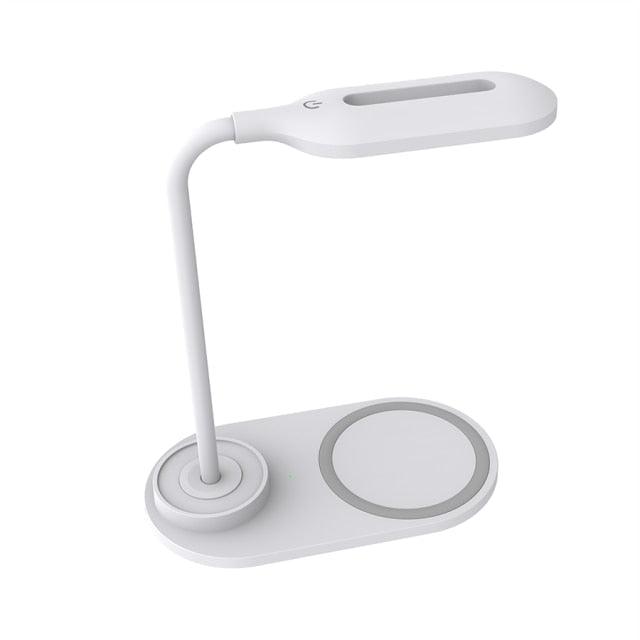 10W QI Quick Wireless Charging LED Desk Lamp Flexible Touch Dimmable Eye Protect Reading Table Light Bedroom Office Table Lamp Decorative Table Lamp Cute Study Lamps for Bedroom Décor Stevvex