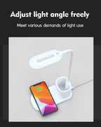 10W QI Quick Wireless Charging LED Desk Lamp Flexible Touch Dimmable Eye Protect Reading Table Light Bedroom Office Table Lamp Decorative Table Lamp Cute Study Lamps for Bedroom Décor Stevvex