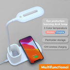 10W QI Quick Wireless Charging LED Desk Lamp Flexible Touch Dimmable Eye Protect Reading Table Light Bedroom Office Table Lamp Decorative Table Lamp Cute Study Lamps for Bedroom Décor Stevvex