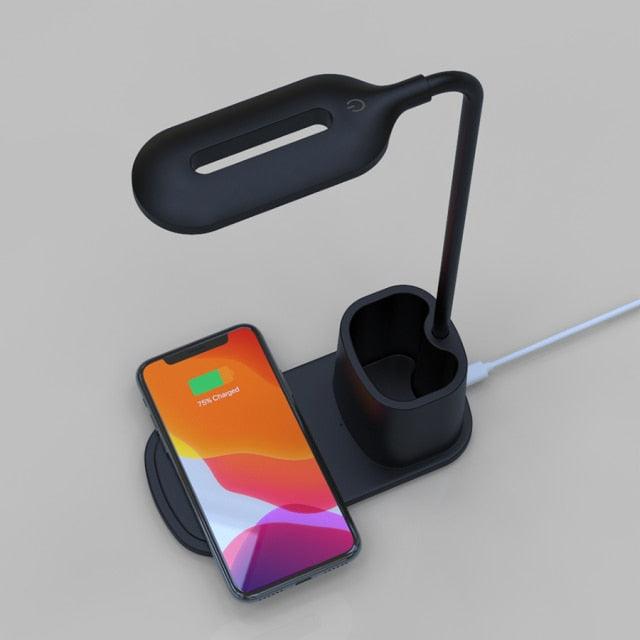 10W QI Quick Wireless Charging LED Desk Lamp Flexible Touch Dimmable Eye Protect Reading Table Light Bedroom Office Table Lamp Decorative Table Lamp Cute Study Lamps for Bedroom Décor Stevvex