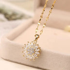 Elevate Your Style with Our Double-layer Rotatable Sunflower Necklaces
