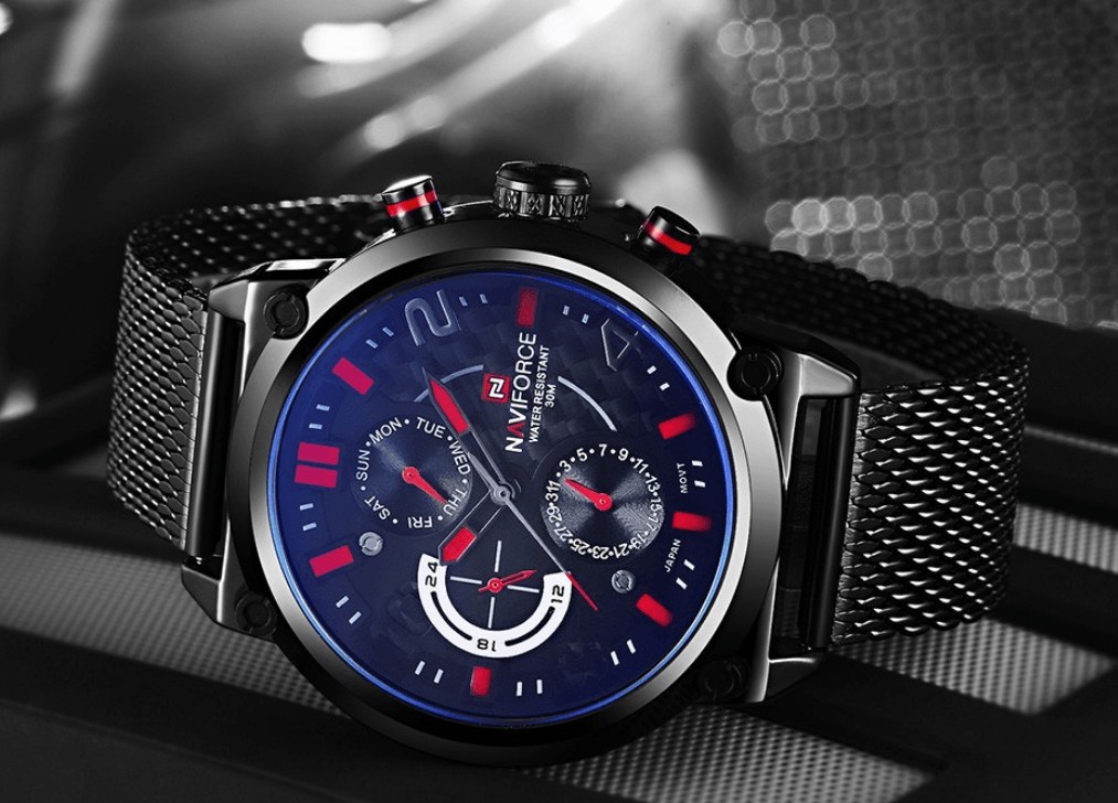 Men's Multifunction Analog Quartz Watches Waterproof Wrist Watch With Stainless Steel Mesh Band Excellent Design Perfect Gift - SJB-DIAMOND ELITES