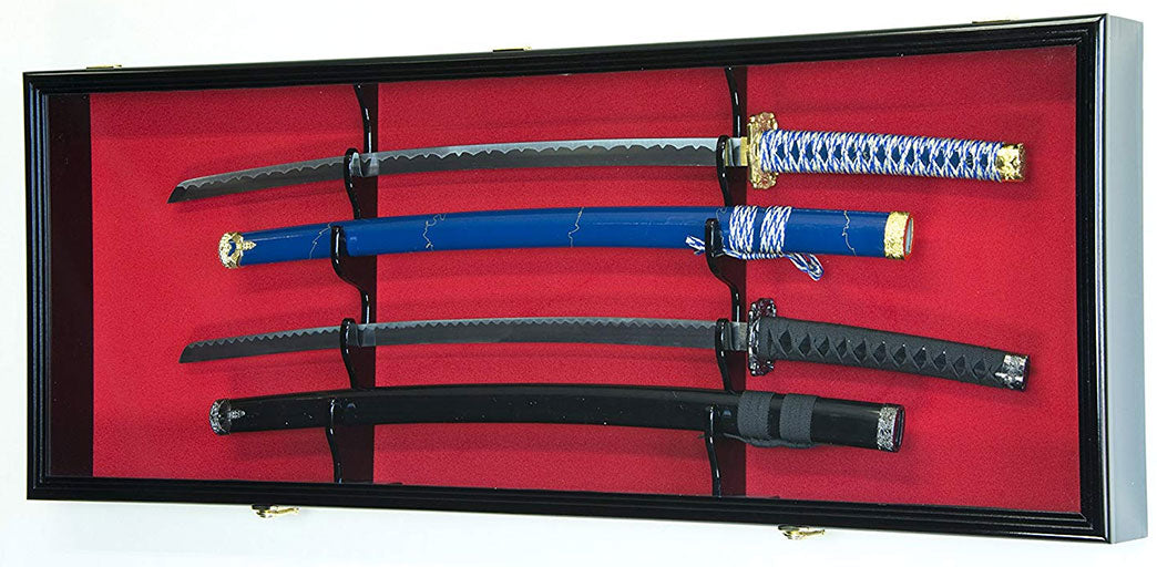 2 Sword Display Case Cabinet Stand Holder Wall Rack Box. The Military Gift Store