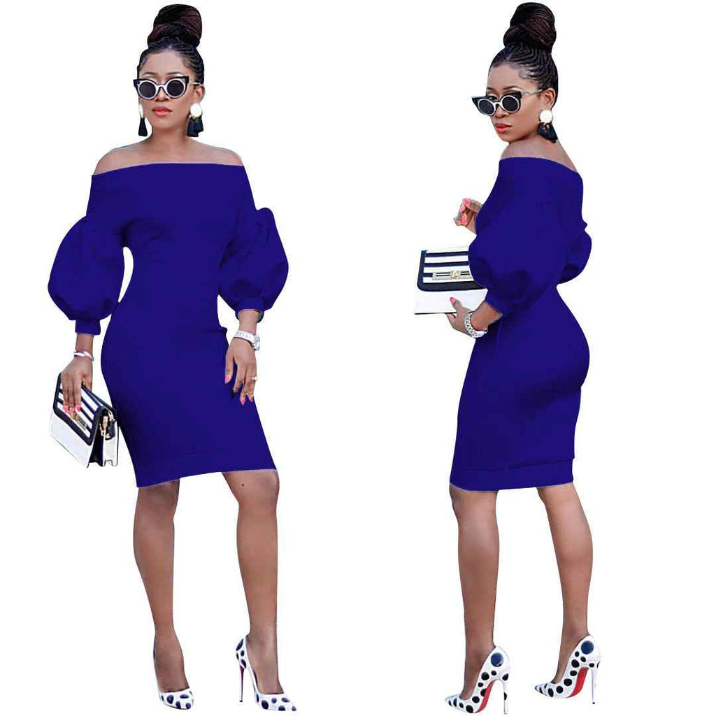 Sexy Dress Women's Off The Shoulder Bodycon Dress Lantern
