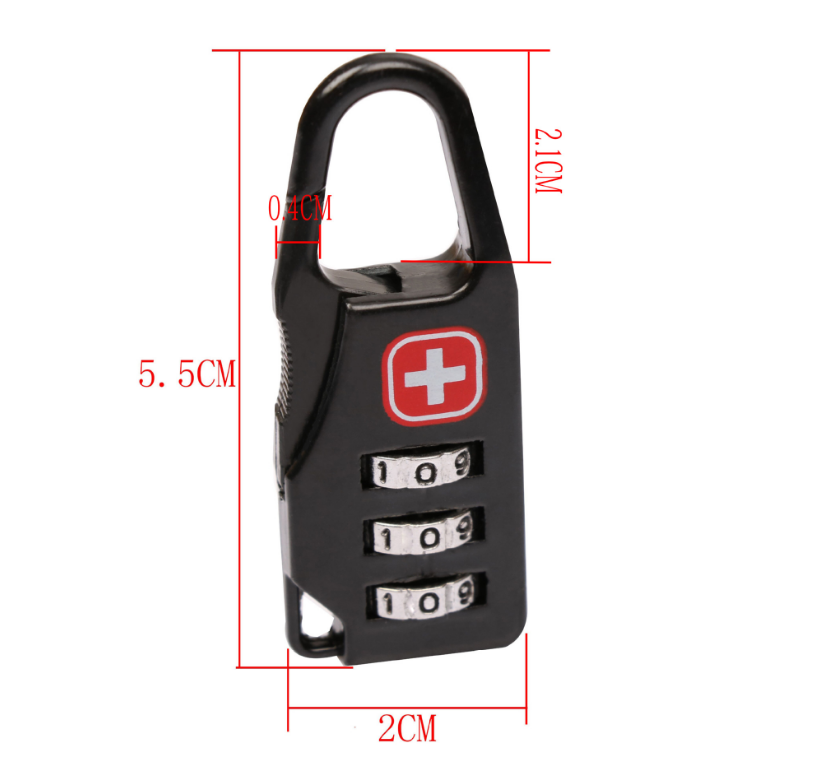 Zinc alloy saber silk screen cross code lock mini lock backpack padlock luggage padlock Pi-Mart