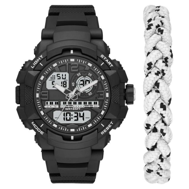 George Men's Analog Digital Watch Set with White and Black Nylon Sport Bracelet (FMDXOGE027)