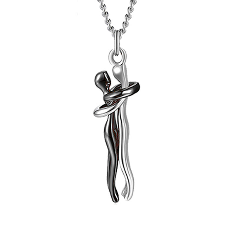 Love Hug Necklace Unisex Men Women Couple Jewelry Simple Temperament Clavicle Chain Valentines Day Lover Gift Pi-Mart