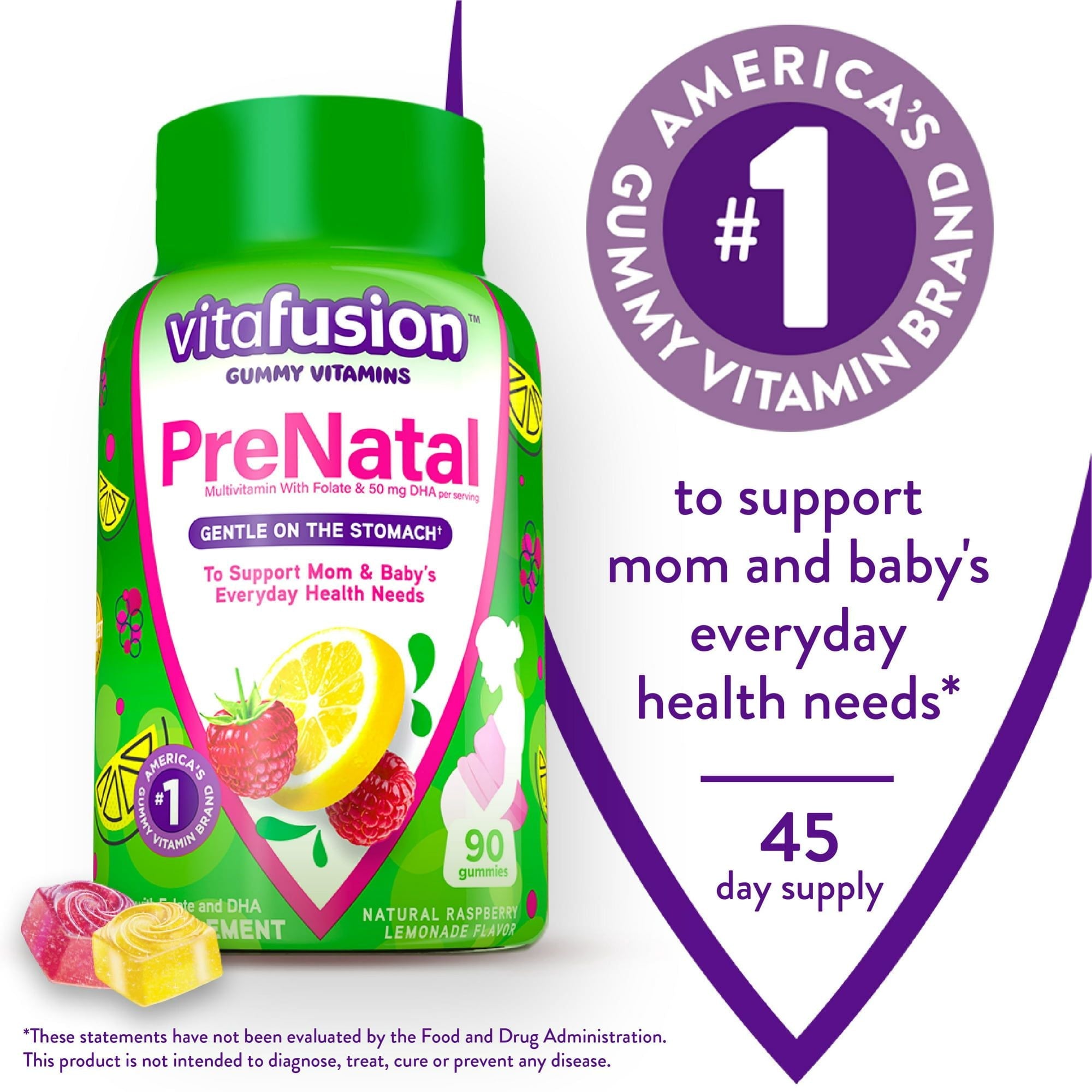 Vitafusion PreNatal Gummy Vitamins; Raspberry Lemonade Flavored; 90 Count EasyOptionXY LLC