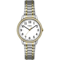 Timex Women's Easy Reader Two-Tone/White 30mm Casual Watch, Tapered Expansion Band