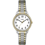Timex Women's Easy Reader Two-Tone/White 30mm Casual Watch, Tapered Expansion Band