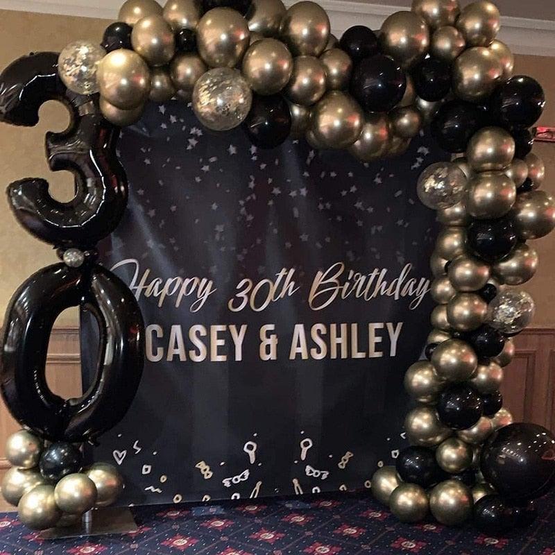 110pcs Black Gold Metallic Silver Classic Color Balloons Set For Wedding Birthday Party Decoration Shower Parties and Birthday Party Stevvex