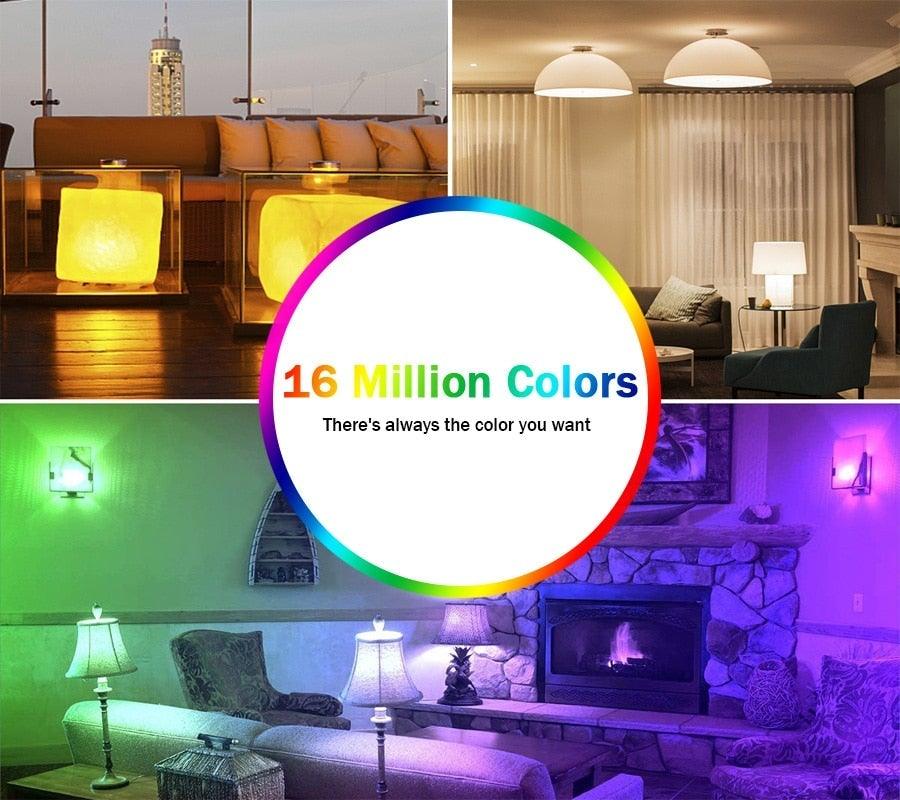 110V 220V Bluetooth E27 RGBW LED Bulb Lights 5W 10W 15W RGB Lampada Changeable Colorful RGBWW LED Lamp With Remote+Memory Mode  Smart Light Bulbs, RGBCW Color Changing Light Bulb Dimmable, 7W A19 led Bulb 60W Equivalent, Smart Bulbs That Work Stevvex
