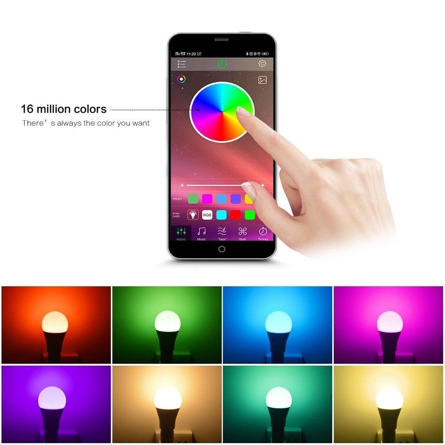 110V 220V Bluetooth E27 RGBW LED Bulb Lights 5W 10W 15W RGB Lampada Changeable Colorful RGBWW LED Lamp With Remote+Memory Mode  Smart Light Bulbs, RGBCW Color Changing Light Bulb Dimmable, 7W A19 led Bulb 60W Equivalent, Smart Bulbs That Work Stevvex