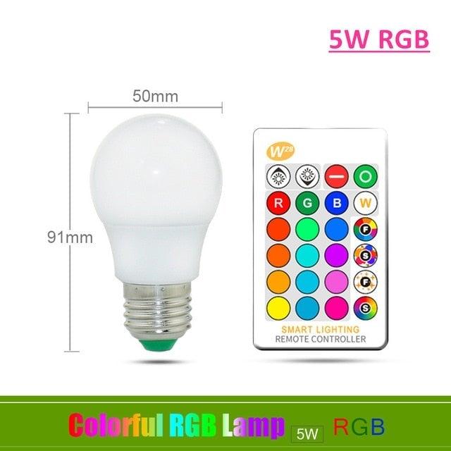 110V 220V E27 RGB LED Bulb Lights 5W 10W 15W RGB Lampada Changeable Colorful RGBW LED Lamp With IR Remote Control+Memory Mode RGB LED Light Bulbs, 10W LED Color Changing Light Bulb with Remote Control Stevvex