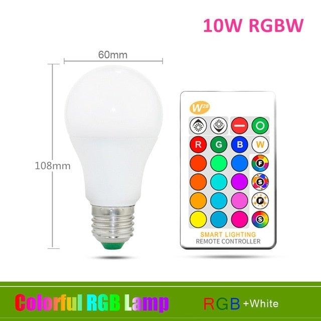 110V 220V E27 RGB LED Bulb Lights 5W 10W 15W RGB Lampada Changeable Colorful RGBW LED Lamp With IR Remote Control+Memory Mode RGB LED Light Bulbs, 10W LED Color Changing Light Bulb with Remote Control Stevvex