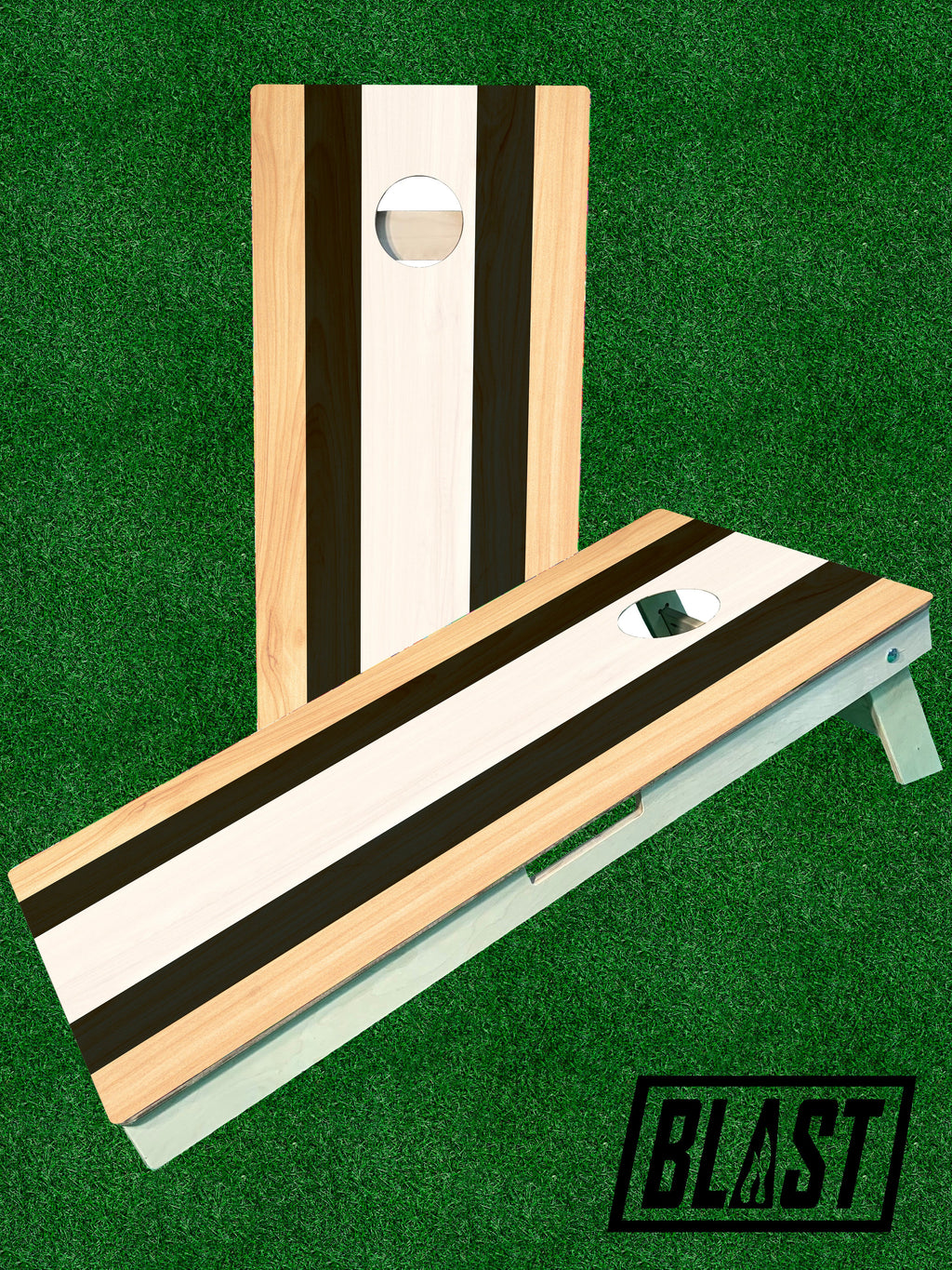 Black & White Striped Cornhole Boards - SJB-DIAMOND ELITES