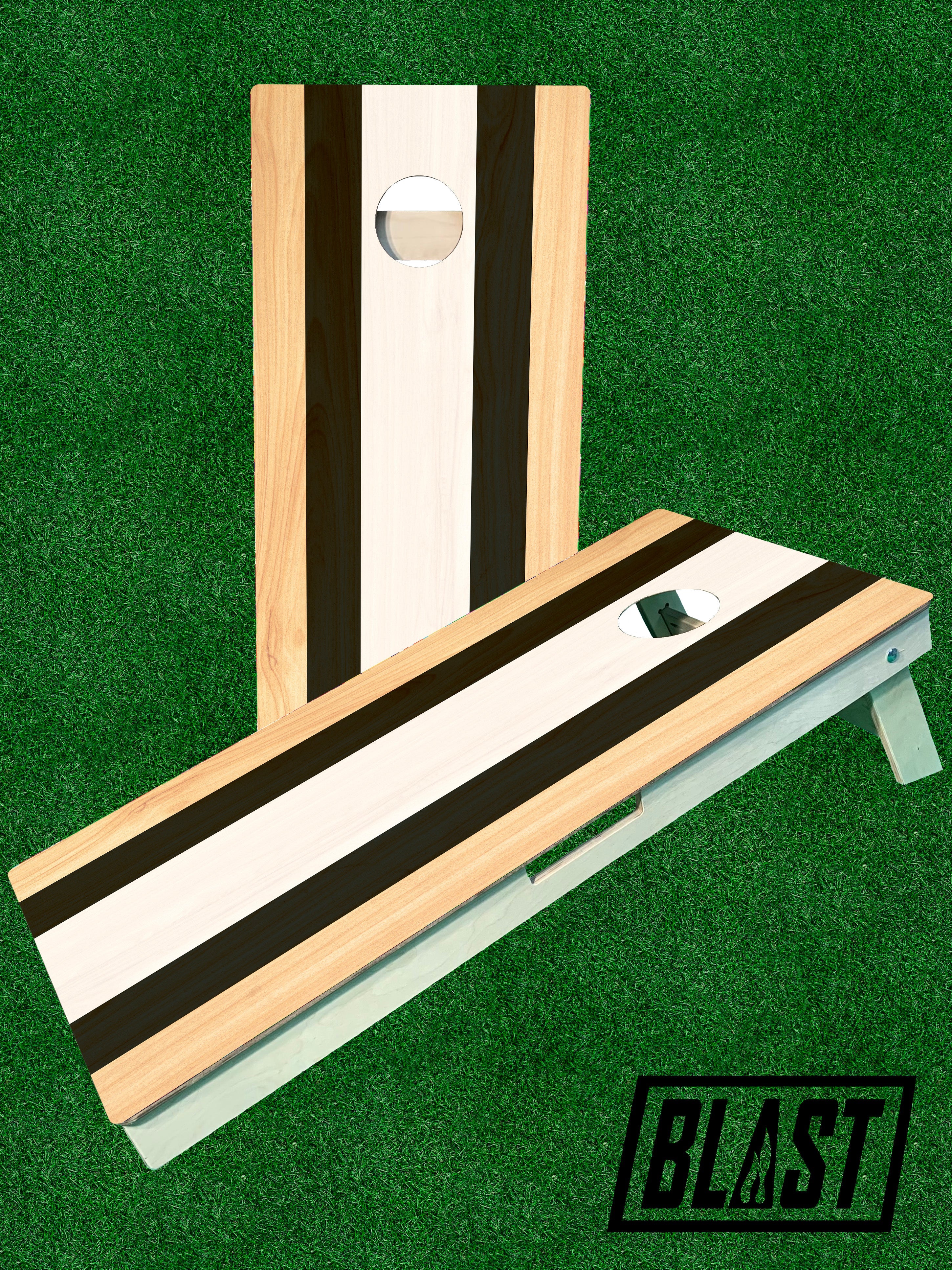Black & White Striped Cornhole Boards - SJB-DIAMOND ELITES