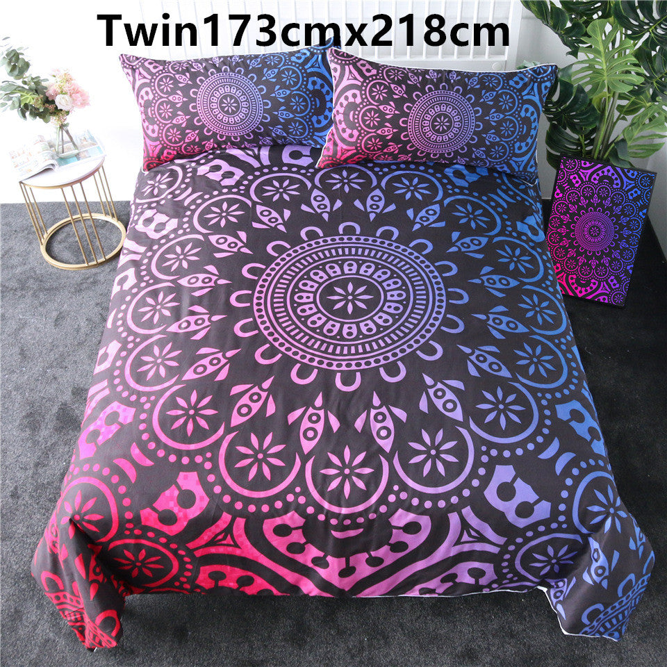 Purple crochet quilt cover three-piece bedding set Pi-Mart
