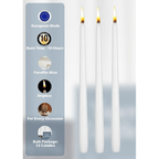 Hyoola Unscented White Taper Candles, Dripless Paraffin Dinner Candles, 12 Inch, 12 Pack
