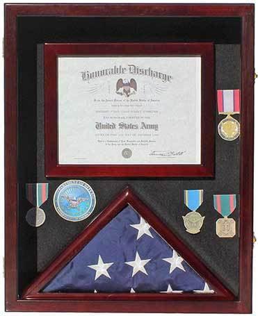 Military Shadow Box 3'X5' Flag Display Case, with Certificate Frame FC17-MA The Military Gift Store