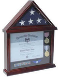 3’X5’ Flag & Certificate Display Case Cabinet Shadow Box, Mahogany Finish. The Military Gift Store